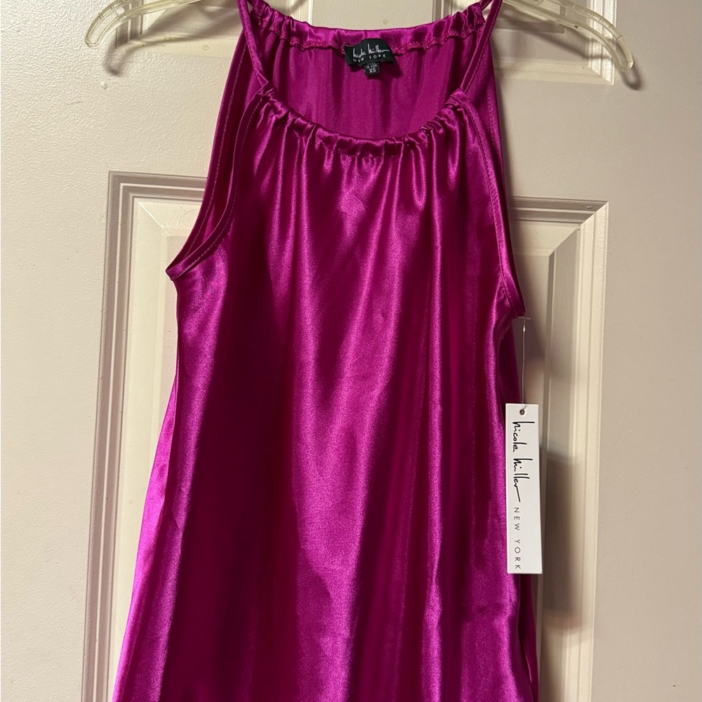 Nicole Miller ~ New With Tags ~ Women’s ~ Top ~ XS ~ Pink ~ Satin ~ NWT